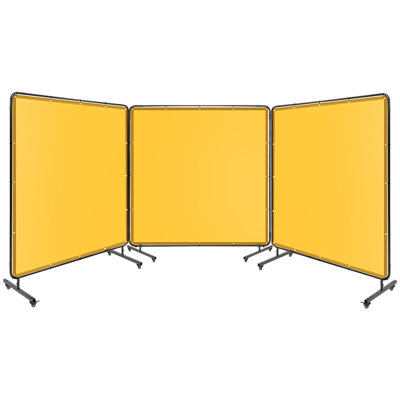 3-Panel Welding Screen 6x6FT with Frame | Flame-Resistant Vinyl Curtain, Portable Safety Barrier for Workshop, Garage & Industrial Use