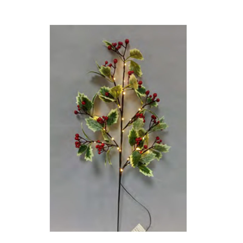 Faux Holly/Berry Branch