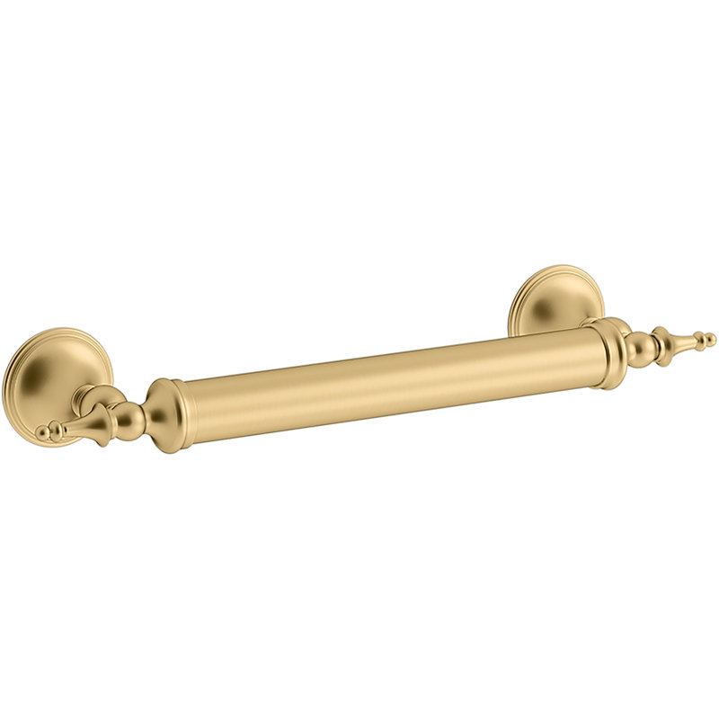 Decorative Grab Bar, Vibrant Brushed Moderne Brass, 12" W