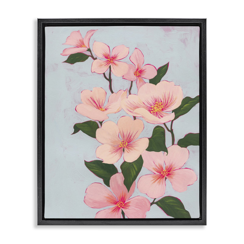 «Cherry Blossoms Vine» par Grace Popp, Cadre flottant noir de jais, H 21 po x l 17 po