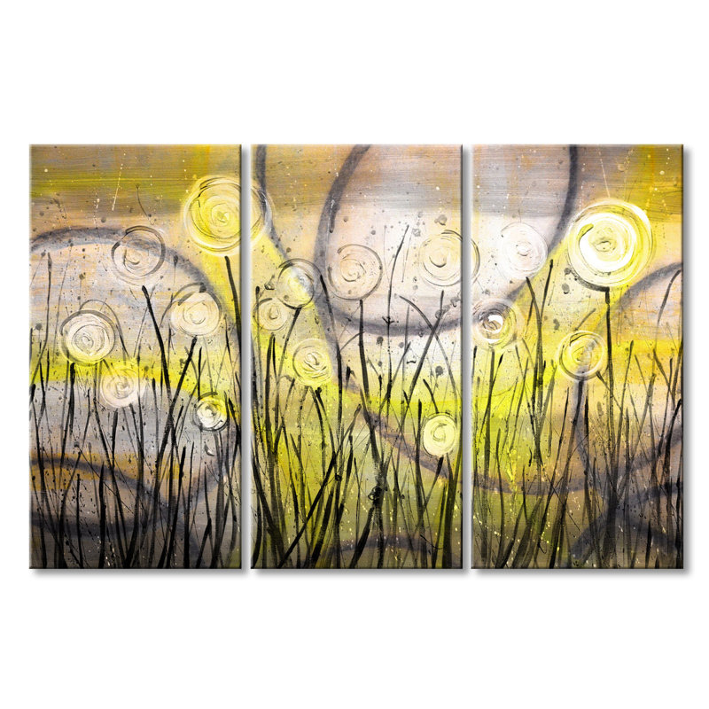 « painted pétales vi », ensemble de 3 reproductions sur toiles
