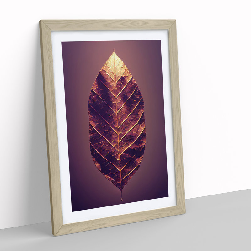 Royal Leaf - Single Picture Frame Print, 34cm H x 25cm W x 2cm D, Oak Framed