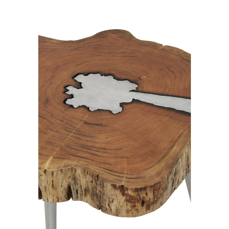 Caines Three Leg Coffee Table, Natural/Silver