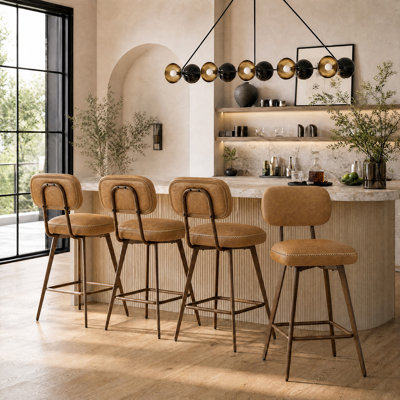 Swivel Upholstered Counter Stool with Metal Frame