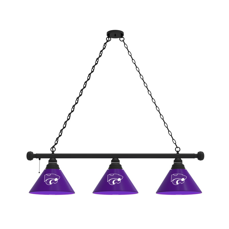 3 - Light Pool Table Lights Pendant, Black, Kansas State Wildcats