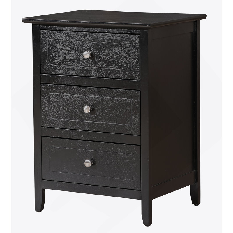 Élégante table de chevet transitionnelle noire, Noir