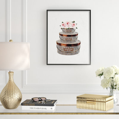 " Striped Hat Boxes With Roses "