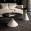 Ensemble de 2 tables basses rondes, plateau de table à motif noir avec base en acier, table basse multifonctionnelle (noir et blanc)-131262650