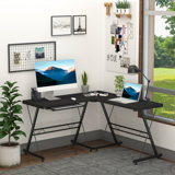 Arvina L-Shaped Metal Base Writing Desk