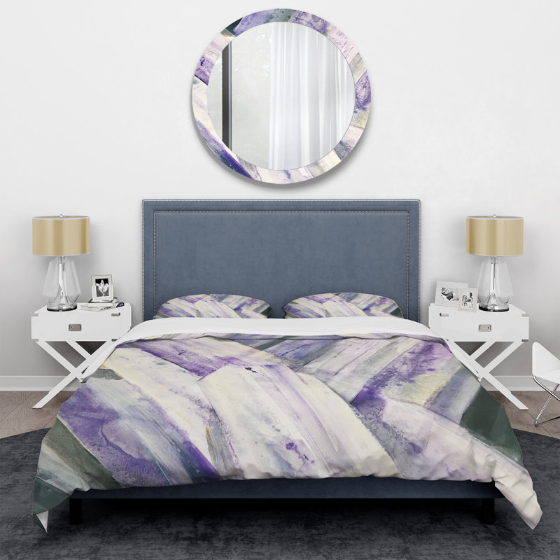 Géométrique - Glacier mauve - Ensemble de housse de couette Modern Farmhouse - Microfibre de polyester