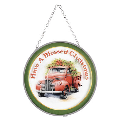 Suncatcher camion rouge Merry Christmas