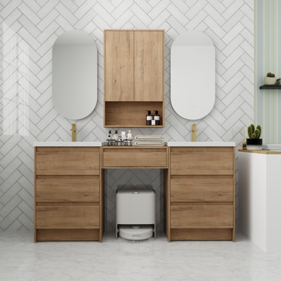 Meuble-lavabo 72 po avec lavabo, meuble-lavabo autoportant avec tiroirs à fermeture en douceur 72 po
