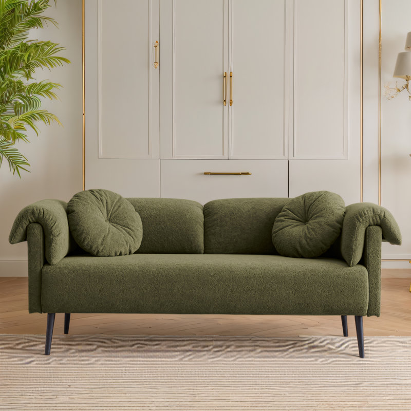 Causeuse en laine d'agneau moderne de 68,5 po Kirra, Polyester émeraude