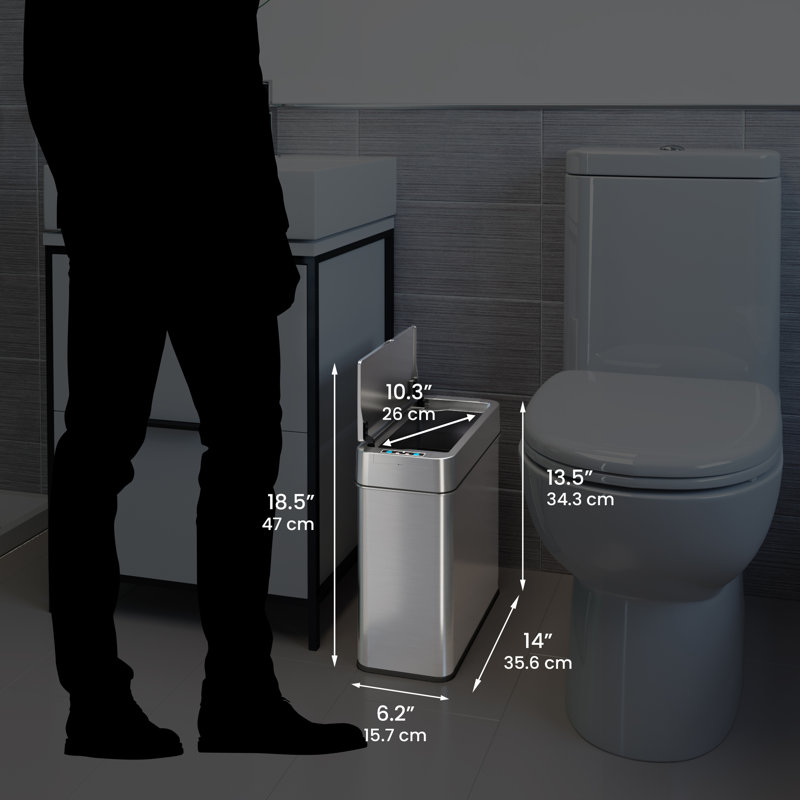 Slim Silver Stainless Steel Touchless Motion Sensor Trash Can 4 Gallon