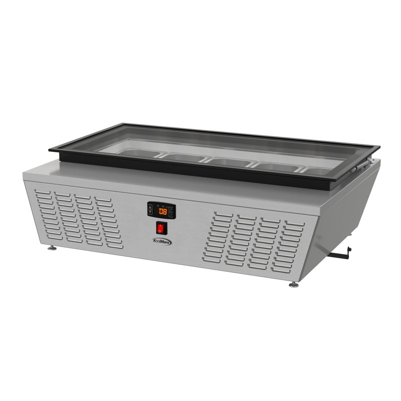 39 in. 5-Pan Countertop Ice Cream Display Freezer with Glass Top in Stainless-Steel (KM-CGD-5P)