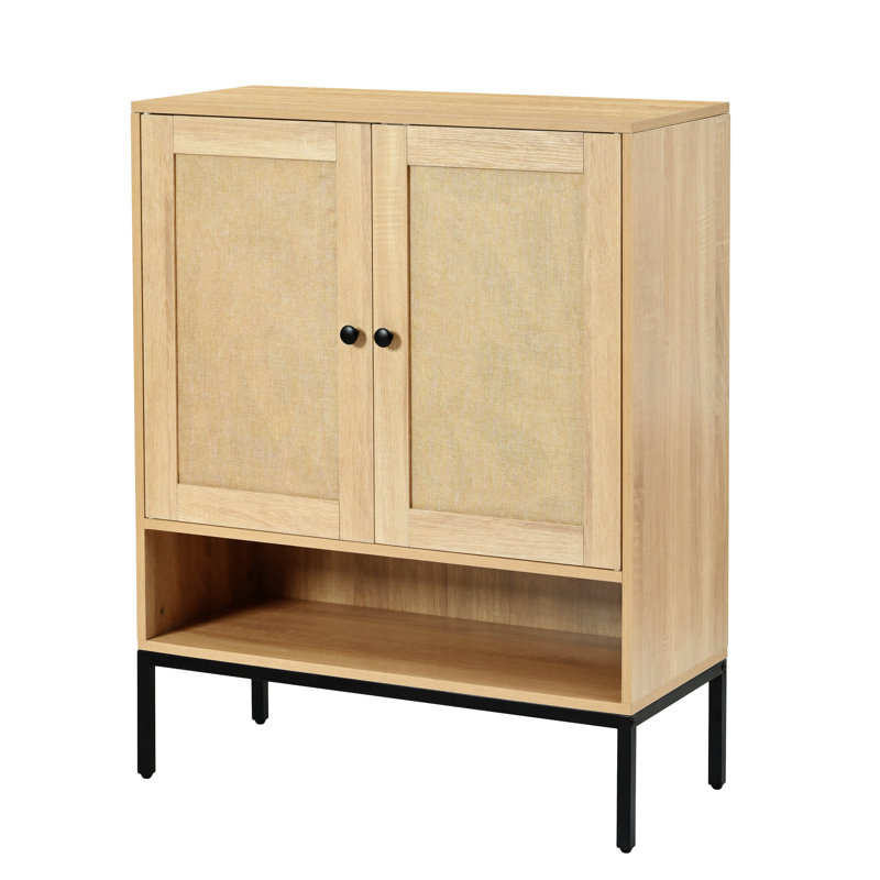 Armoire à chaussures en rotin avec tablettes réglables