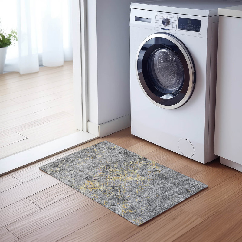 Tapis intérieur / extérieur lavable à la machine Mahaney ACN768 Sky, Rectangle 1'8" x 2'6"
