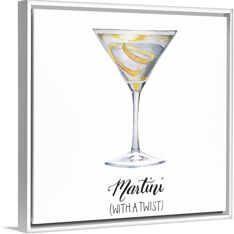 Classic Happy Hour V - reproduction d'art sur toile, H 31,7 po x l 31,7 po x P 1,75 po, Cadre flottant blanc