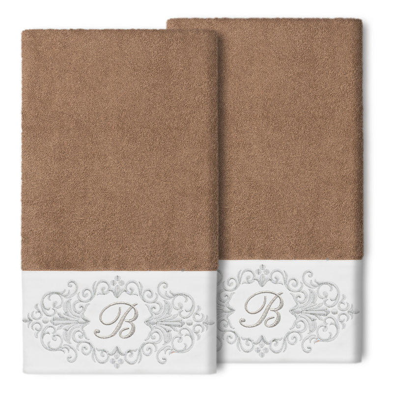 Ensemble de serviettes de bain 2 pièces en coton Monica, Latte, B