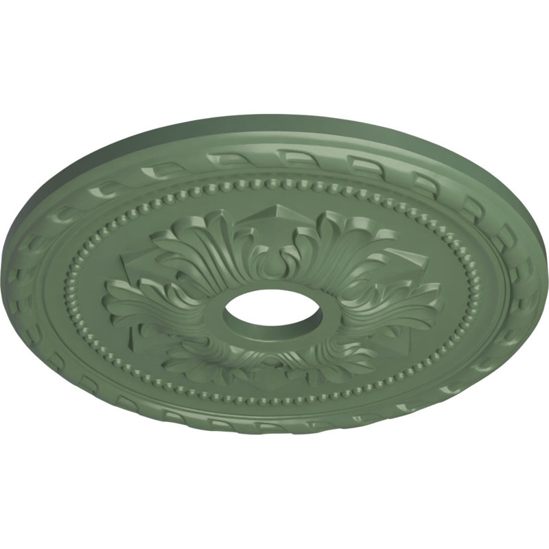Médaillon de plafond Endurathane Palmetto, DE 20 7/8 po x P 3 5/8 po x P 1 5/8 po (convient aux auvents jusqu'à 5 po), fini vert athénien peint à la main