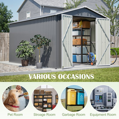 Remise de rangement extérieure en métal 8 x 12 pi avec porte latérale supplémentaire