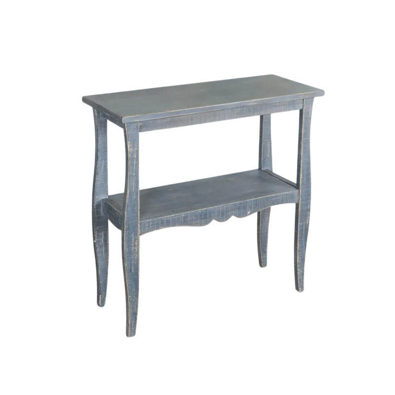 Table de bout d'appoint, bordure festonnée, 28 po., Acajou bleu patiné
