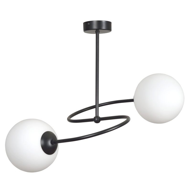 Faro Glass Semi Flush Mount, Black
