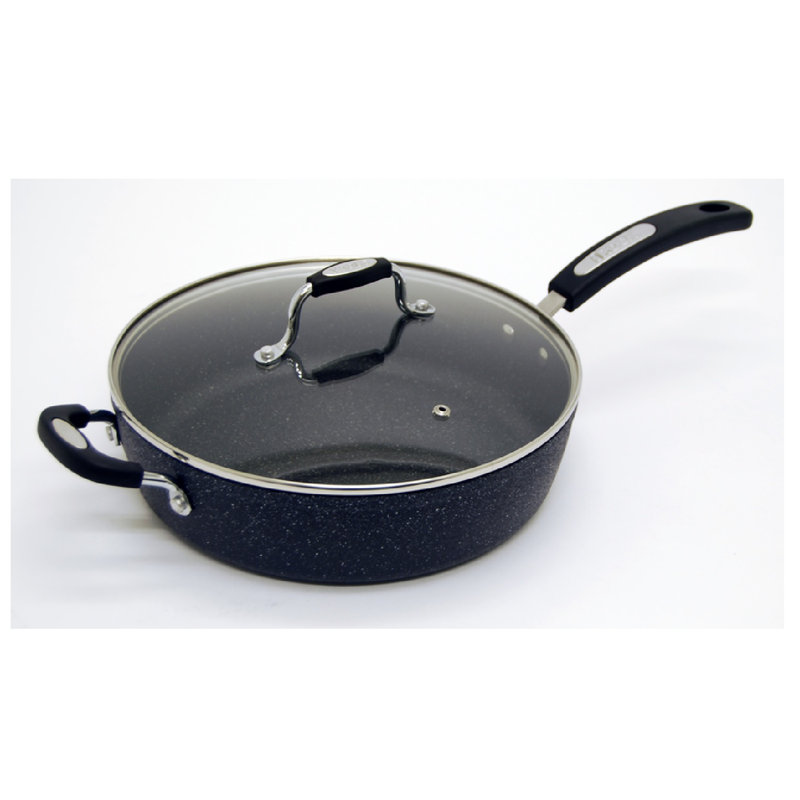 Starfrit 11" Black Aluminum Non-Stick Fry Pan with Lid