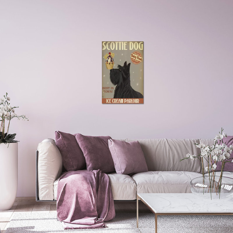 «Scottish Terrier Ice Cream» par Fab Funky - impression non encadrée, H 24 po x l 16 po x P 0,25 po