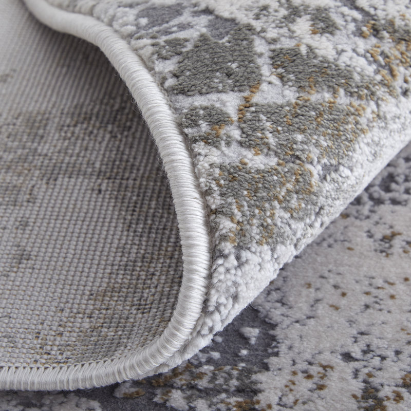 Vanhorn moderne abstrait, gris / argent / taupe, Tapis de couloir 2 pi 10 po x 7 pi 10 po