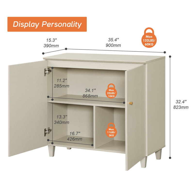 Lysiane 2-Door Accent Cabinet, Beige