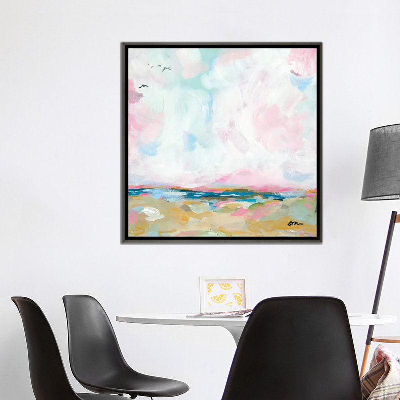 «Beach Days I» par Jessica Mingo - reproduction d'art, H 26 po x l 26 po, Toile avec cadre photo, Bois foncé rustique