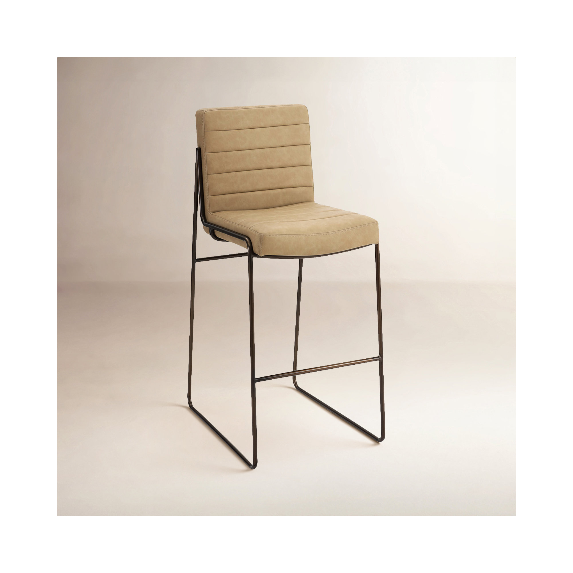 Madison Metal Frame Counter Stool In Honey Synthetic Leather, Bar Stool (31" Seat Height)