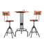 Lindola Pine Round Solid Wood Top Metal Base Dining Table