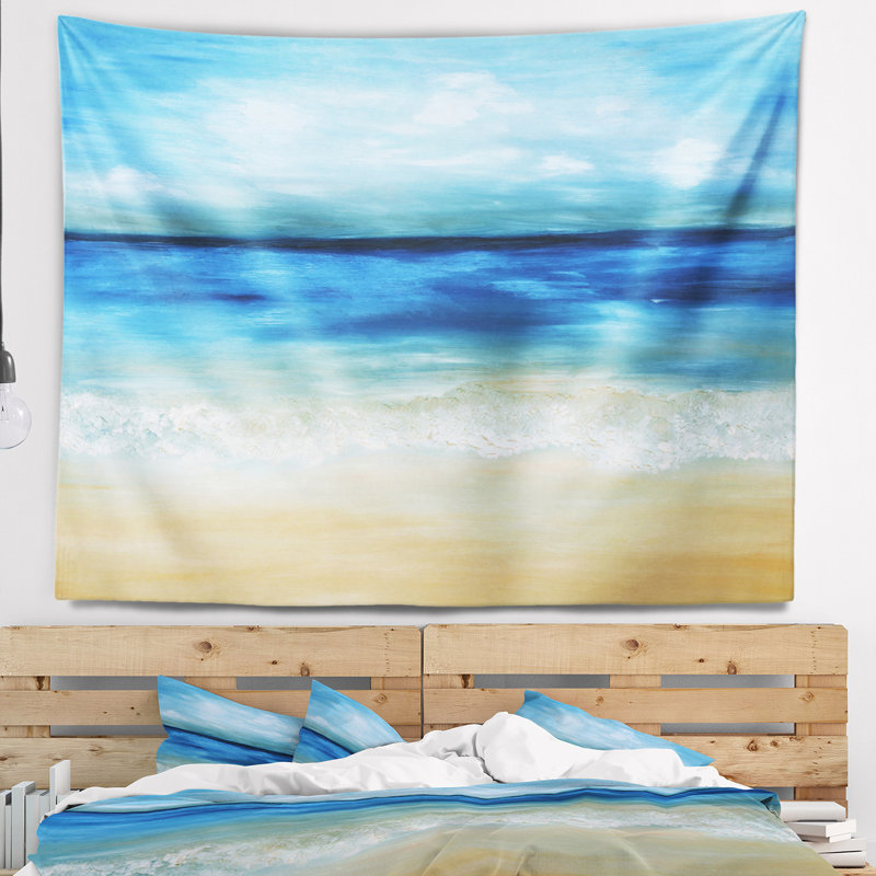 Paysage marin avec tapisserie de plage et de mer tropicale, H 32 po x l 39 po