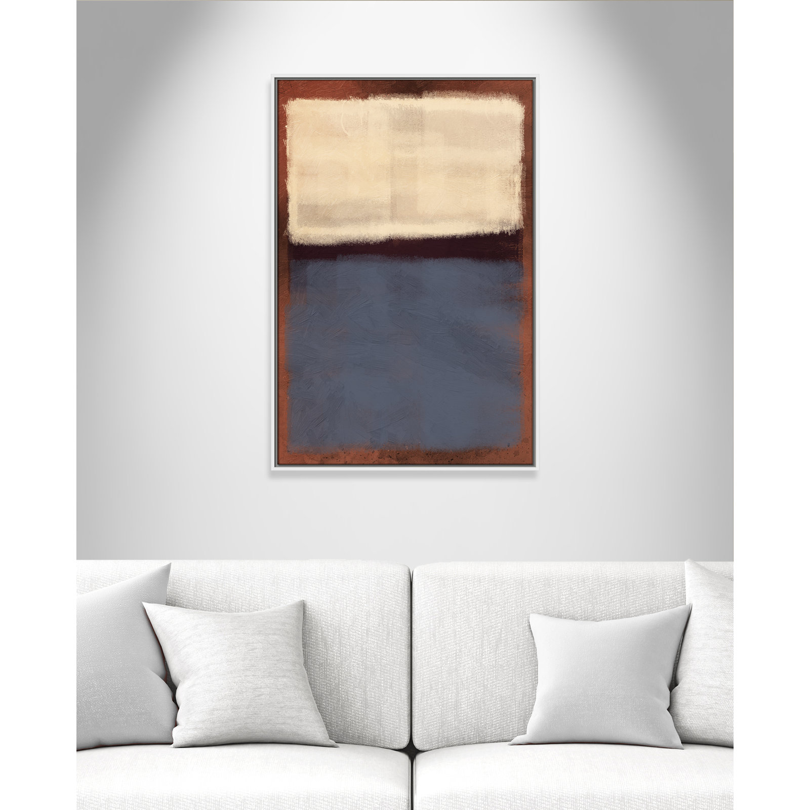 Alabaster Burst - Floater Frame Painting on Canvas, 37.5" H x 25.5" W x 2" D, White Framed