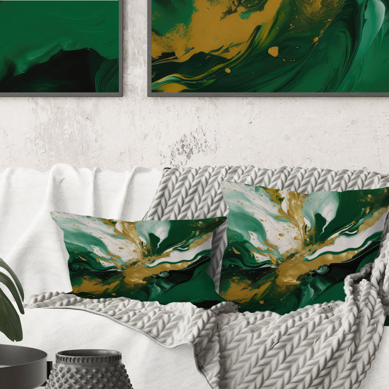 Coussin décoratif imprimé «Green and Gold» Magic II, H 18 po x l 18 po