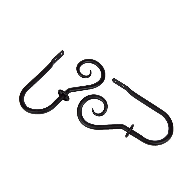 Modern Curl Steel Curtain Holdback, Black