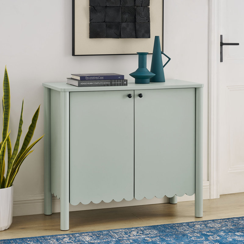 Emmeline 35" 2-Door Scalloped Sideboard Cabinet, Sage