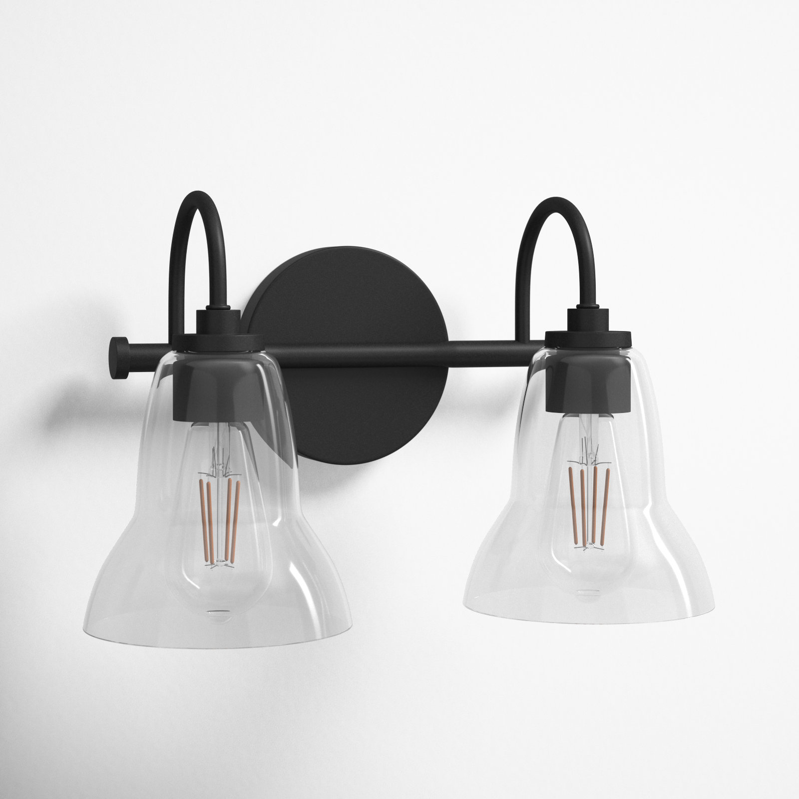 2 Light Transparent Vanity Light, Black