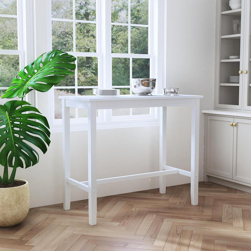 42" Bar-Height Pub Table, Solid Wood, White