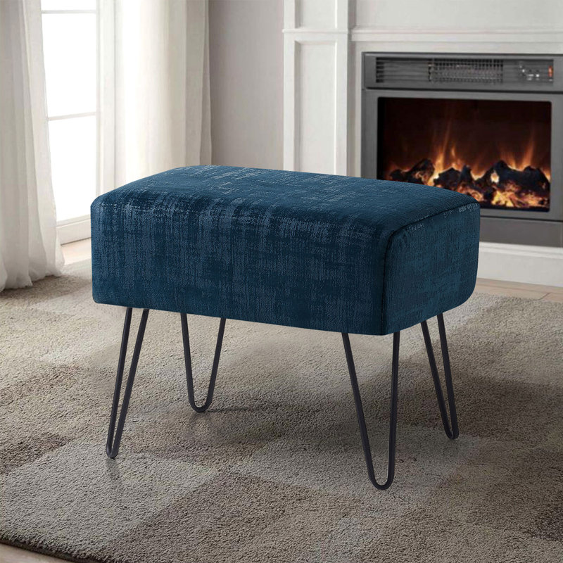 Repose-pieds standard Alegre, Velours bleu Majolica