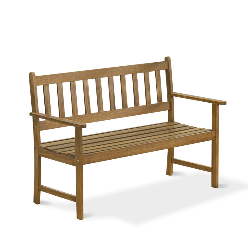 Banc de patio en bois avec dossier Belmont - Bois d'acacia, 48 x 22 x 33 pouces, huile naturelle