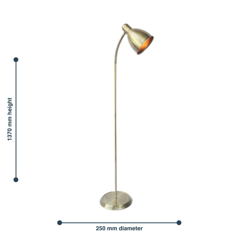 Oey 137cm Task Floor Lamp, Antique Brass