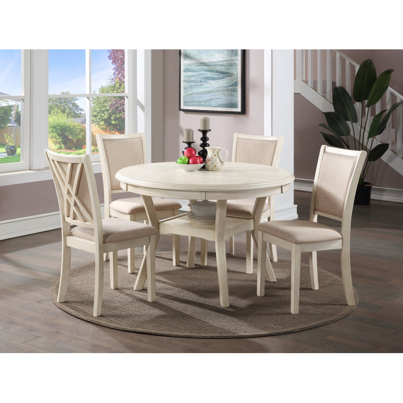 Arnott 5 - Piece Wood Dining Set, Beige/Brown, 30"H x 47.25"L x 47.25"W