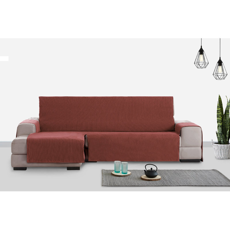 Birbal Box Cushion Chaise Lounge Slipcover, 220cm H x 240cm W x 3cm D, Brique