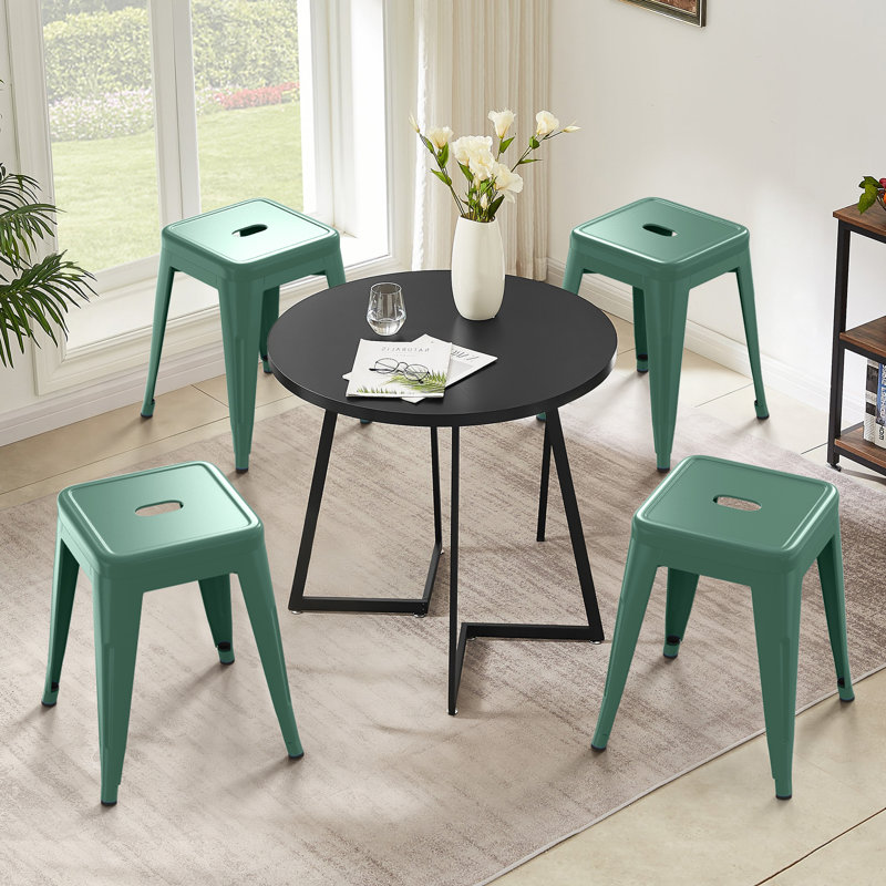 18 Inch Industrial Metal Counter Stools, Stackable Classroom Stools, Backless Metal Dining Chairs For Indoor Outdoor, Kitchen Bar Stools (Set of 4)