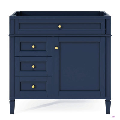 Meuble-lavabo de 36 po sans lavabo supérieur, armoire de rangement moderne avec 2 tiroirs et un tiroir basculant, structure en bois massif