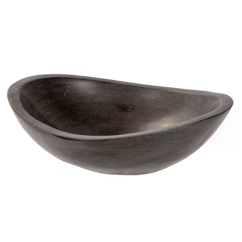 Eden Bath 14'' Stone Oval Bathroom Sink, Black