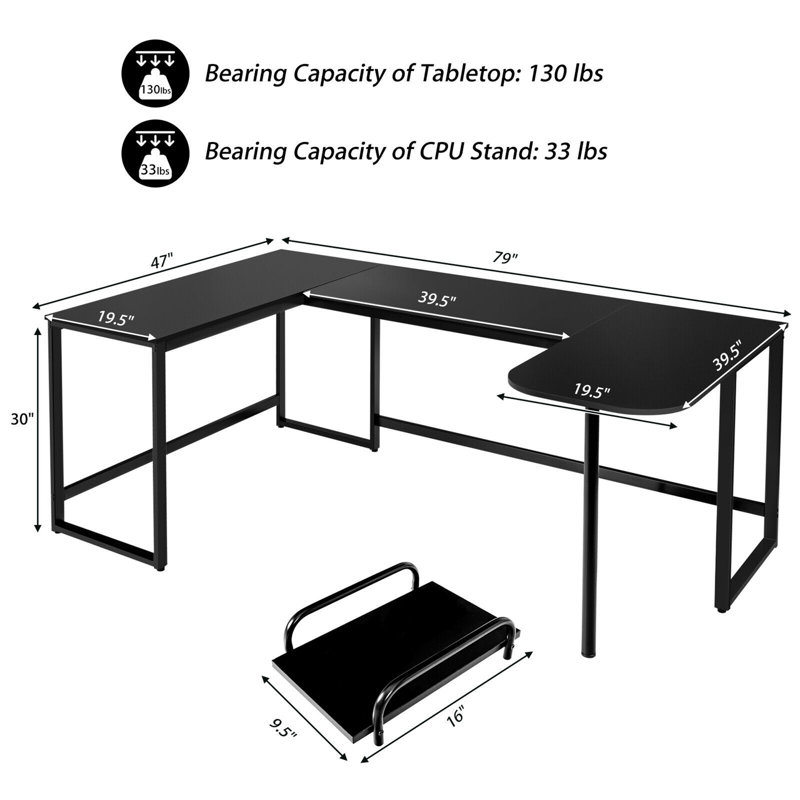 Bureau en U Meiman, Noir